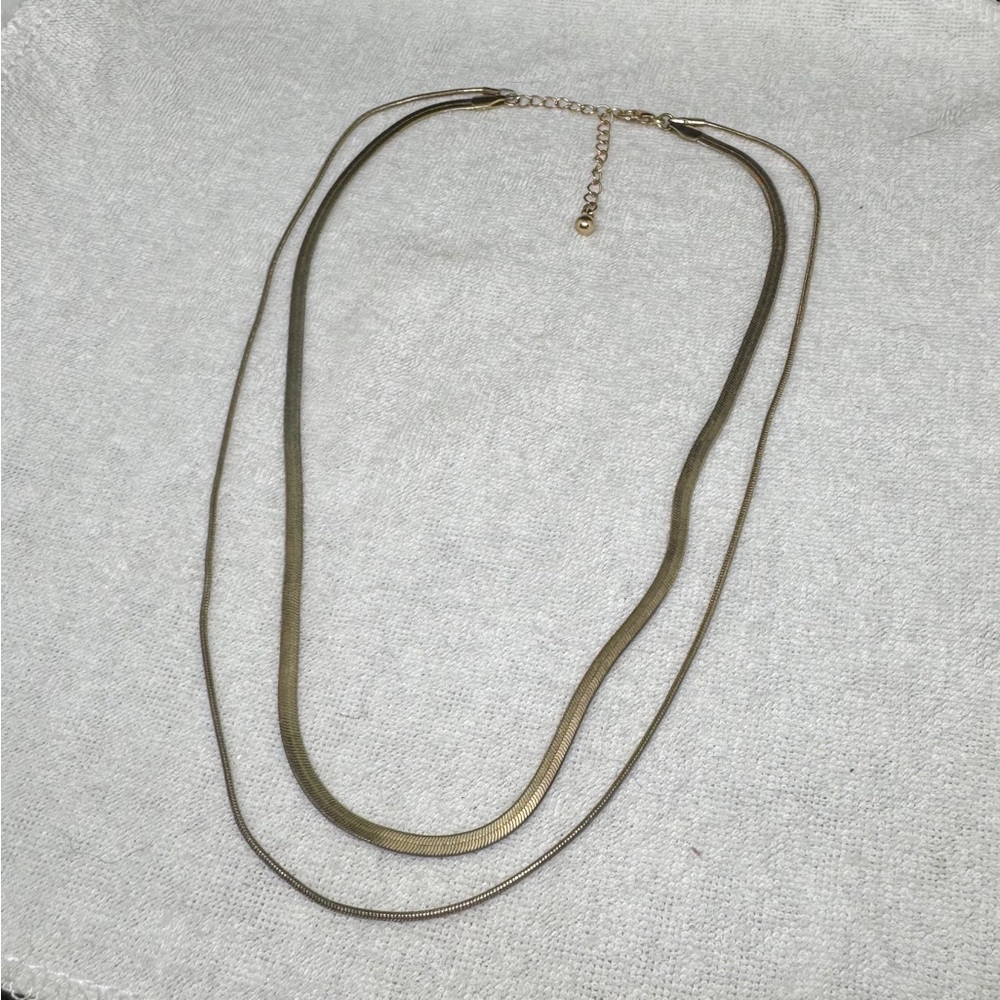 Elegant Gold-Tone Double Layer Necklace